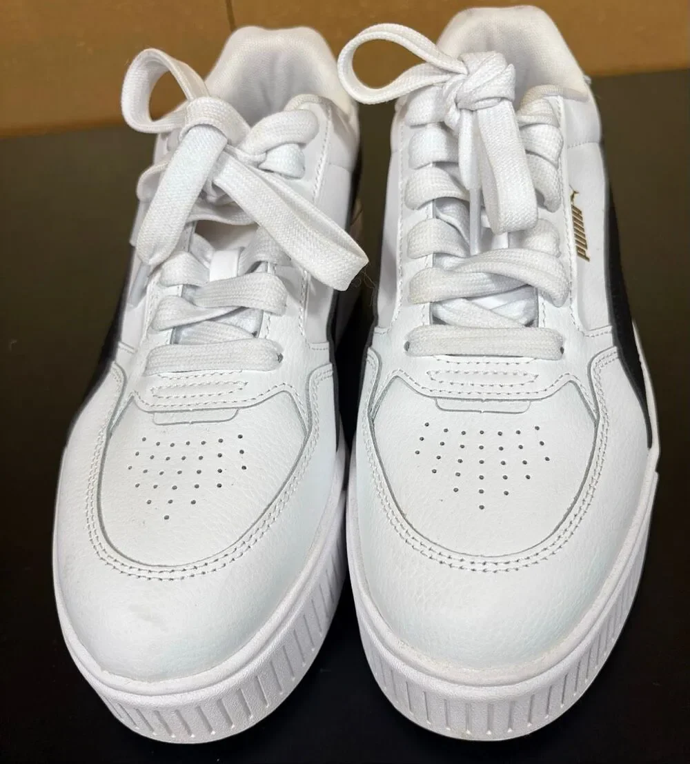 PUMA Karmen Rebelle Platform Sneakers White w/ Black Size